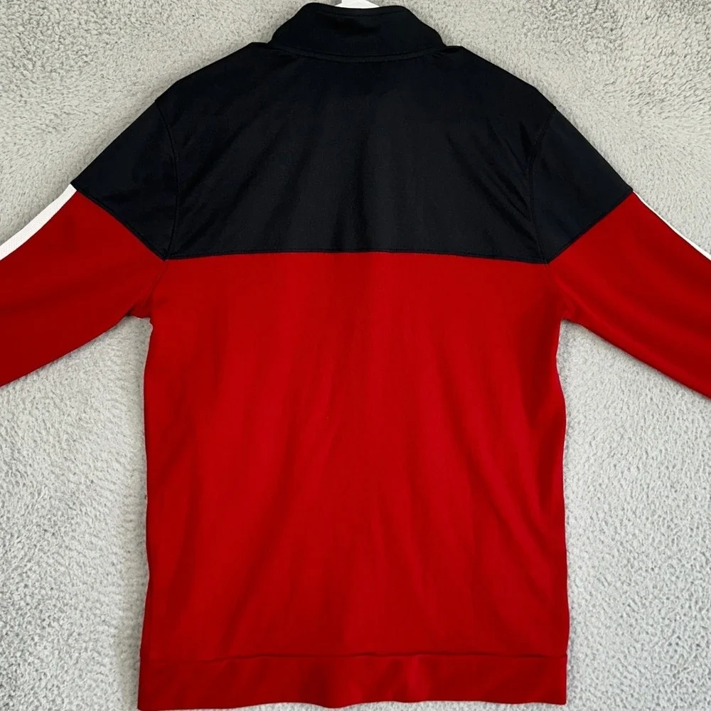 Under Armour Track Jacket Mens Large Red Black Colorblock Fitted Full Zip Pocket